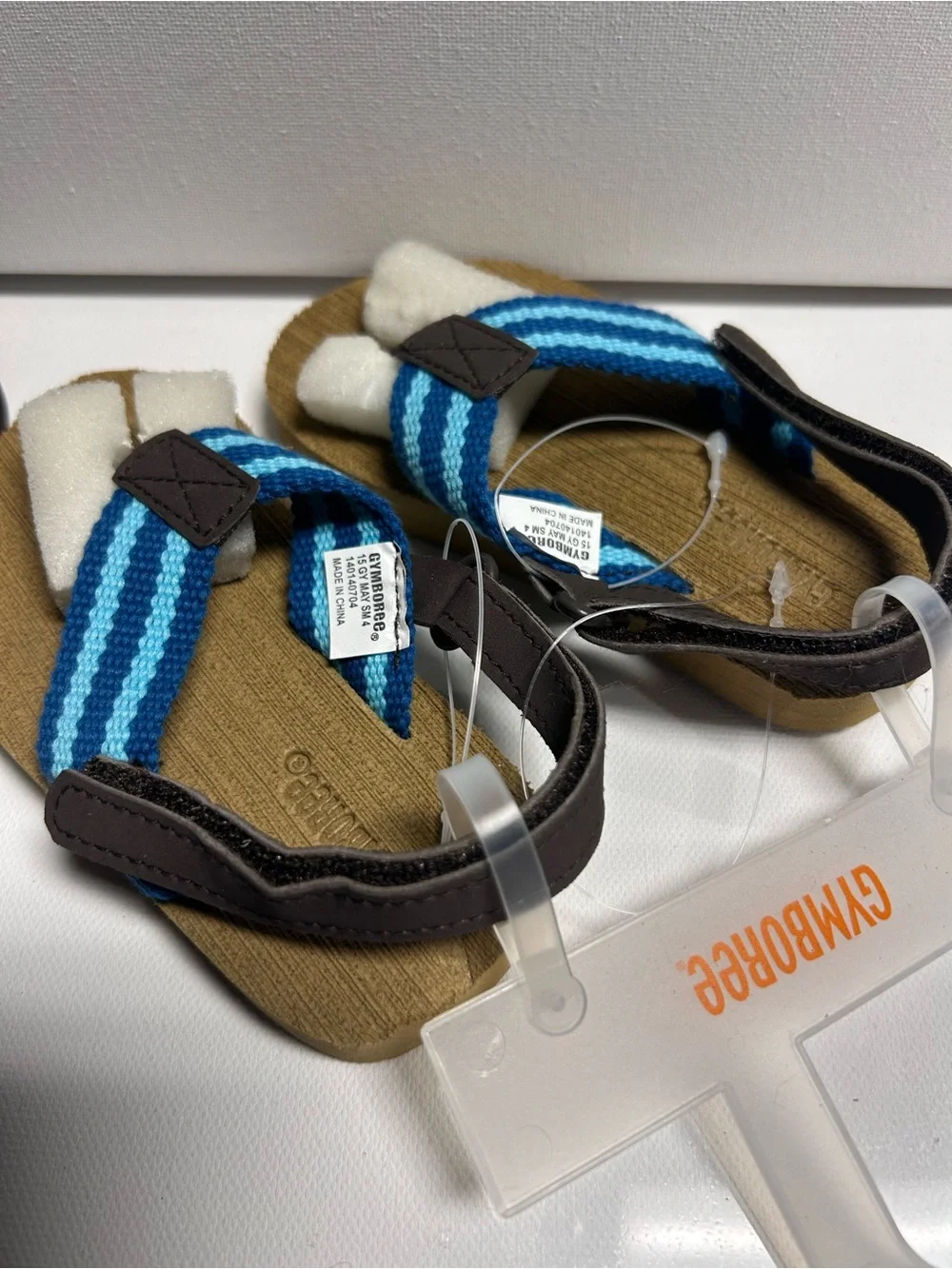 2 Pairs Lot Gymboree Boy’s Fabric Flip Flop Sandals size 5/6 Blue Brown